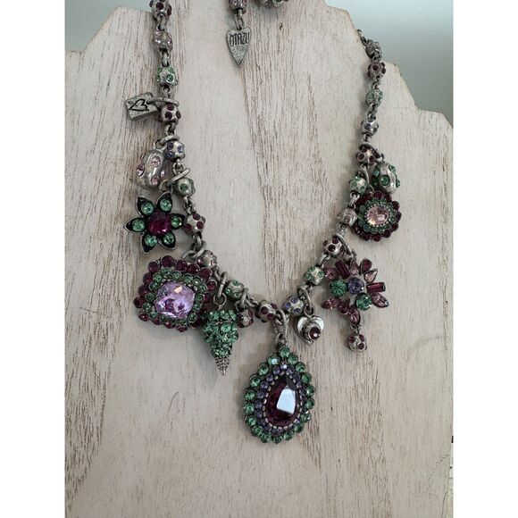 100% Pure Jewelry - Otazu Flower Pendants Charm Statement Swarovski Crystal Necklace Fred Segal